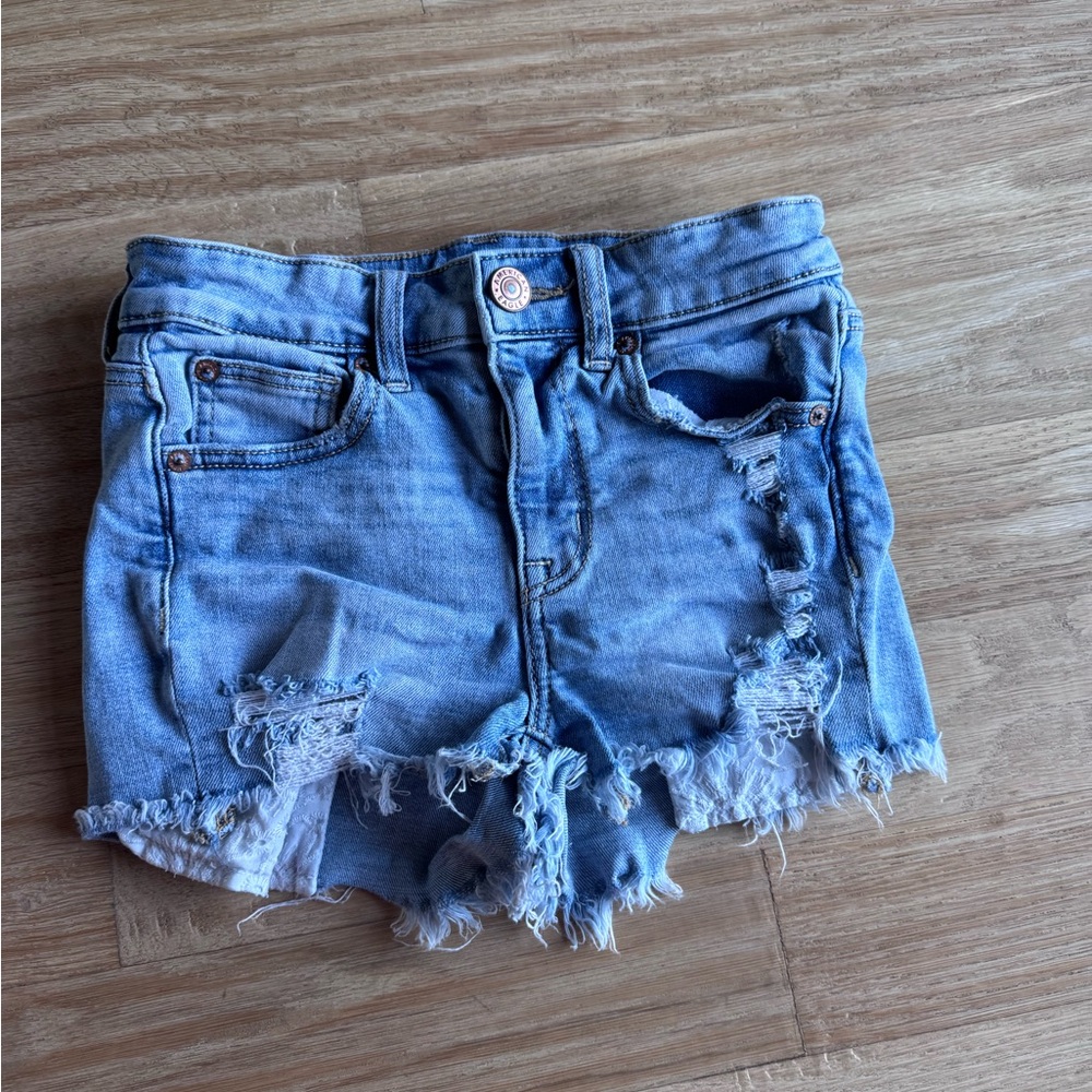 American Eagle Blue Distressed Jean Shorts